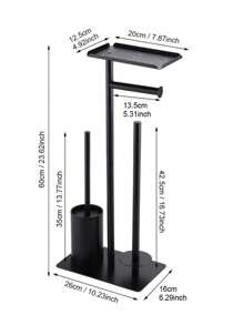 1 pieza Estantería de almacenamiento para baño, Porta rollos de papel higiénico y soporte para cepillo de inodoro de acero inoxidable