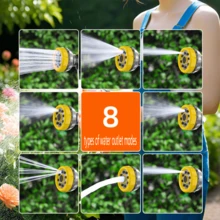 8-Function Handheld Water Gun, Easy To Wash In The Yard And For Cars Foam Watering/Vegetable Watering/Car Washing European And American Universal Connection Port - Multicolor - View 12