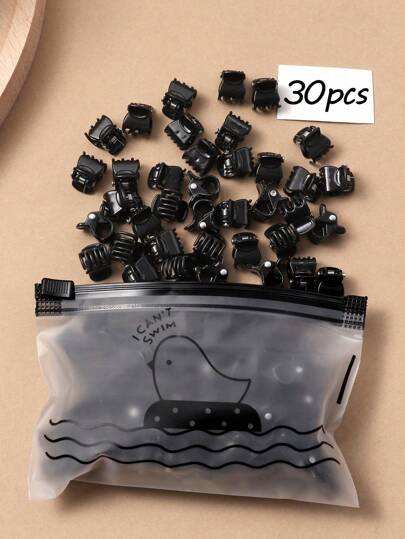 30pcs Black Cute Mini Small Hair Clips, Hair Accessories (Random Color),Hair Claw,Claw Clips,Hair Jaw Clip,Hair Clutch, Casual Fall Winter For Vacation Outfits Woman
