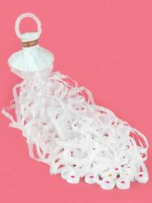 5pcs Streamers Poppers, White Hand Throw Confetti Poppers, No Mess Paper Crackers For Bridal Shower Birthday Wedding Anniversary Party Celebrations, Party Supplies