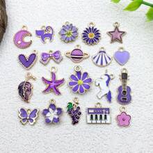 Mix 20 Pieces Of Multi Color Enamel Alloy With Various Styles Of Fashionable Pendant Accessories For DIY Bracelets, Necklaces, Earrings, And Jewelry Accessories - Purple Series - View 10