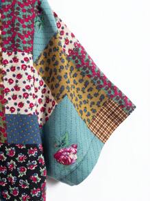 Men's Casual Plaid & Ditsy Floral Patchwork Print Short Sleeve Vacation Shirt