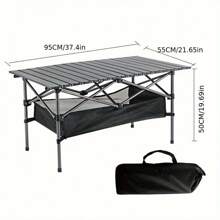 Ultra Compact Aluminum Folding Camping Table - Lightweight Roll-Up Portable Beach Table With Large Storage And Carry Bag - For Outdoor Cooking, Picnic, Camp, Boat, Travel, Backyard, Party, BBQ, Patio