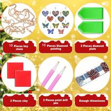 10 pièces Kit de porte-clés de peinture de diamant, kit de porte-clés d'art de diamant convenant aux enfants - décoration de sac et de clé, porte-clés en forme de papillon et de cœur à diamant pointillé 5D double face, artisanat DIY pour enfants et adultes