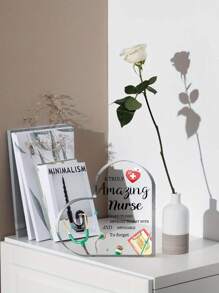 1/2 Pieces, Stethoscope Thanks Nurse For Heart-Shaped Acrylic Plaque Desktop Home Decoration (The Surface Has A Membrane That Needs To Be Tear Open), Graduation Gift For Nurse Classmates, Perfect Gift Acrylic Souvenir Decorations Suitable For Living Room, Bedroom, Office - Green - View 4