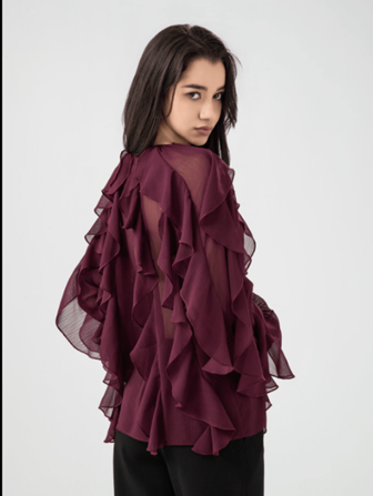 HZXVIC Blusa elegante de mujer con cuello en V profundo y mangas con volantes