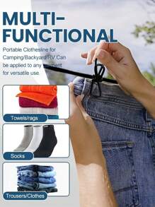 1PC Portable Clothes Clothesline With 12 Clips Retractable Washer Dryer Clothesline Drying Rack Punch-Free Retractable Clothesline. Camping Accessories Travel Clothesline For Outdoor Indoor, Retractable Clothesline Elastic Clothesline For Campers Hotel Room ﻿