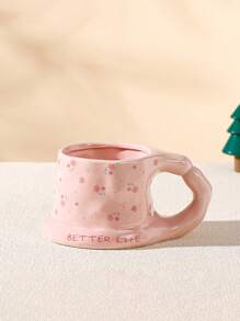 1pc Ceramic Mug, Korean Minimalist Cute Coffee Cup & Saucer, Nordic Minimalist Vintage Household Water Cup, Matcha Dessert Cup, Suitable For Tea, Arabic Coffee, Large Capacity American Coffee Cup, Suitable As A Gift For Friends And Relatives, Microwave And Dishwasher Safe