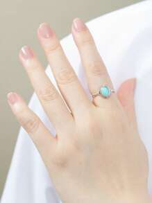 7*5mm Natural Gems Moonstone/Opal Stone Ring Aquamarine/Garnet/Diopside/Lapis S925 Sterling Silver Women's Jewelry Valentine's Day Gift Never Fade Valentines