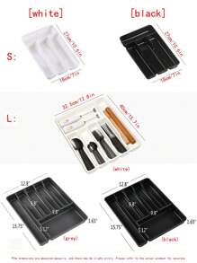 1 件大隔间食物整理盒，厨房储物托盘，扁平餐具架盒，采用 PP 塑料制成，适用于桌面餐具、橱柜抽屉存储、餐具、筷子和小零件整理器，返校用品