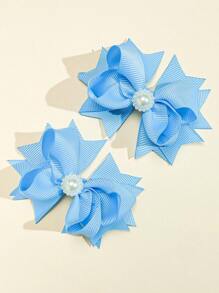 2pcs 3-Inch Fashion Hair Clips For Girls, With Clips, Suitable For Holidays, Parties, School And Other Occasions - Blue - View 2