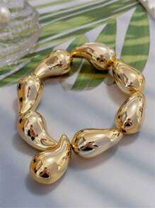 1pc Elegant And Classic Water Drop Shaped Round Bracelet, High-End Fashion Gift, Suitable For Women Niche Party