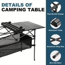 Ultra Compact Aluminum Folding Camping Table - Lightweight Roll-Up Portable Beach Table With Large Storage And Carry Bag - For Outdoor Cooking, Picnic, Camp, Boat, Travel, Backyard, Party, BBQ, Patio