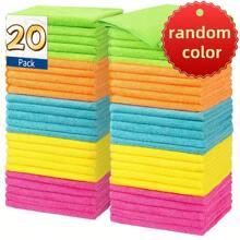 20 Pieces/Set Cleaning Cloth Set, Multi-Purpose Microfiber Towels, Size: 9.8*9.8 Inches, For Outdoor And Car Interior Cleaning, Kitchen, Bathroom, Home, Home Supplier (Colors Shipped Randomly Goods)