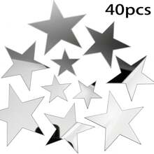 Naklejki ścienne 20/40 Star Mirror 3D akrylowe, zdejmowane naklejki w kształcie gwiazdek do samodzielnego montażu, do salonu, sypialni, dekoracja ścienna, wystrój pokoju, wystrój domu, wystrój łazienki, dekoracja sypialni, dekoracja pokoju, wystrój salonu, wystrój domu, wystrój domu, sztuka ścienna do salonu, tapeta, spersonalizowane naklejki, lustro ścienne, lustro do pokoju