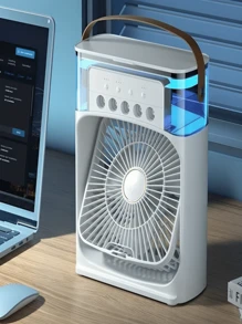 Mini Air Conditioner Portable Fan Air Conditioner Humidifier With LED USB Input Mini Portable Fan Usb Mini Portable Air Conditioner Air Conditioner With Ice Dispenser - White - View 2