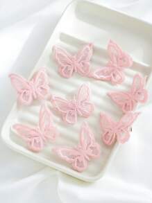 8pcs Lace Double-Layer Butterfly Hair Clip For Daily Use Cute Valentine's Day Valentines,Hair Accessories,Hair Barrettes Hair Clips Claw Clips Hair Claws, School Stuff