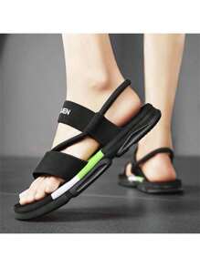 凉鞋男士春季潮流防滑防臭两用人字拖运动罗马沙滩凉鞋 - 黑色 - 查看 14