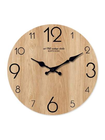 1pc 10 16 Inch Minimalist Faux Wood Texture Wooden Wand Klok Battery Powered, Round Silent Non Ticking Clock, Living Room, Bedroom, Kitchen, Home ation, /Holiday out Battery) Room Bedroom Dormitory Back To School Surprise Supplies