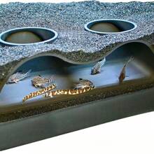 Aquarium Cave Underwater Tunnel, Aquarium Landscape Decoration, Pet Fish Hiding Cave For Playing And Resting, Fish And Shrimp Shelter Hideaway - Black - View 5