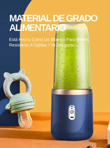 1 pieza Licuadora eléctrica inalámbrica portátil de 400ml, mezclador de jugo de frutas mini recargable por USB con 6 cuchillas y doble vaso, licuadora multifuncional, adecuada para cocina doméstica u exterior, excelente para extraer vegetales, frutas y hacer batidos. - Taza doble con tapa. - Ver 4