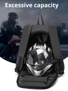 Men's Cycling Backpack, Motorcycle Helmet Bag, Full Helmet Backpack, Women's Knight Bag, Waterproof Travel Bag, Travel Man, Large Capacity Multi Functional For Work Travel Business For Hiking Camping For Women And Men Holiday Shop Men Presents - Black - View 5