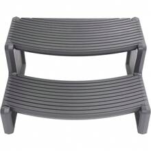 Spa Step Hot Tub 2-Step Universal Outdoor Indoor Step Stool Pool Ladder Plastic Slip Resistant Striped - Dark Gray