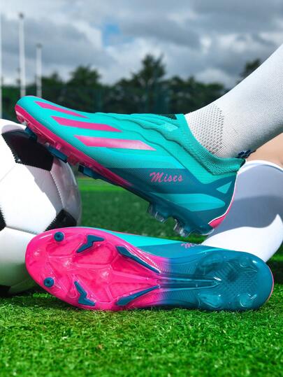 1 par fotbollsskor för män/kvinnor, vuxen studentfotbollsskor, låga tävlingsskor för utomhuslag, slitstarka klotsar i plusstorlek för AG/FG/naturliga gräsplaner, fotbolls-/rugbyträningsskor med snörning, lätta högpresterande fotbollsskor med halkfri design