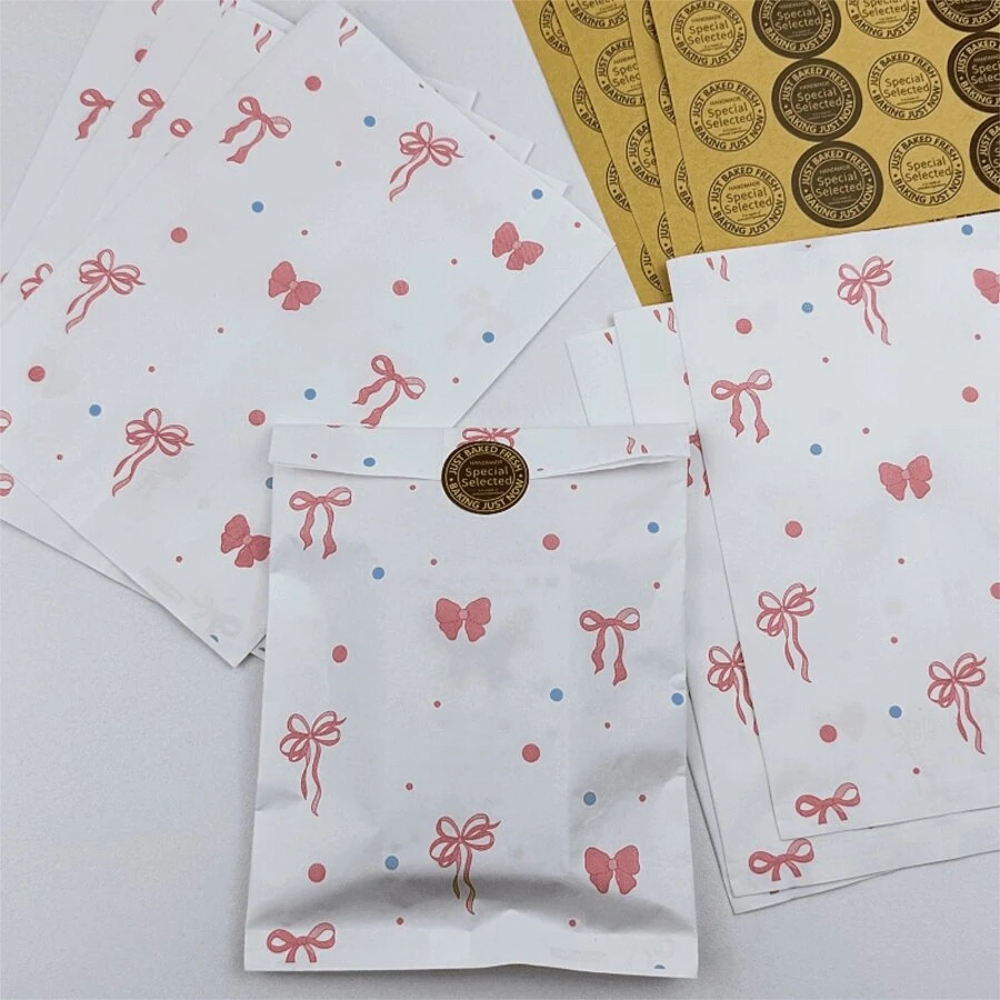 200Pcs 4.7x6.7 Inches Bow Gift Bags Handles Bulk Kraft Brown Paper Shopping Wedding Birthday Party Favor Gift Bags For Goody Craft - Multicolor - View 1