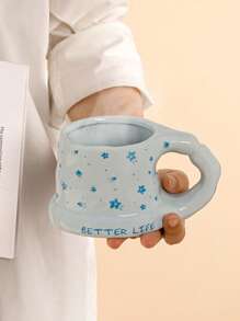 1pc Ceramic Mug, Korean Minimalist Cute Coffee Cup & Saucer, Nordic Minimalist Vintage Household Water Cup, Matcha Dessert Cup, Suitable For Tea, Arabic Coffee, Large Capacity American Coffee Cup, Suitable As A Gift For Friends And Relatives, Microwave And Dishwasher Safe