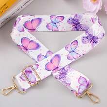 1pc Fashionable Adjustable Printed Detachable Shoulder Strap, Versatile Luggage Accessory Flower Floral Butterfly