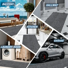 Alfombra a rayas, lavable y antideslizante, en negro y gris, felpudo de cocina fácil de limpiar, apto para baño, pasillo, entrada