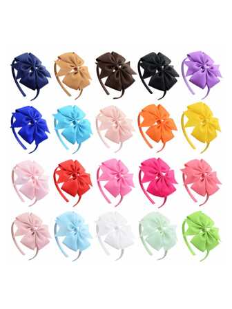 1/5 pezzi Fascia per capelli con fiocco di colore unito per bambini, Fascia per capelli con fiocco a forma di coda di pesce diagonale a sei orecchie per bambini, Accessori per capelli adatti per uso quotidiano, Accessori per capelli carini per bambini, Fascia per capelli con fiocco di colore unito minimalista