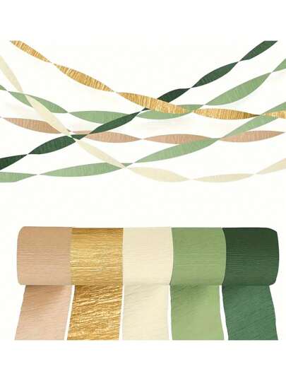 5 piezas de cintas de gasa de color verde oliva y caqui, adecuadas para bodas, cumpleaños, duchas nupciales, decoración de temporada, fiestas de cumpleaños, aniversarios, graduaciones y despedidas de soltera en estilo bohemio - Decoración multifuncional para fiestas