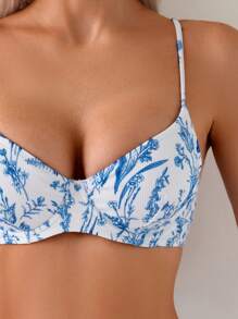 Women's 2 Pieces Summer Beach Floral Print Sexy Bikini Swimwear