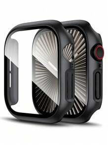 3 IN 1 Tempered Glass Film Hard PC Bumper Case Compatible With Apple Watch Series 11 10 9 8 7 6 5 4, 40mm/41mm/42mm/44mm/45mm/46mm/49mm Compatible With IWatch Ultra-Thin Hard PC Full Protective Face Cover Screen Protector Protector Case Face Cover, For Women Men, Ultra-Thin Guard,Clear/Black/Rose Gold