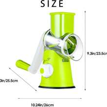 Rallador de queso rotativo con manivela manual, trituradora de cocina, cortadora de mandolina, molinillo de nueces con mango y cuchilla de tambor, adecuado para queso, verduras, nueces, chocolate, patatas, zanahorias, etc. - Verde - Ver 9