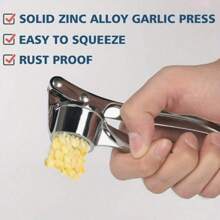 1pc Titanium Alloy Stainless Steel Garlic Press, Garlic Mincer, Garlic Clamper, Multi-Function Zinc Alloy Stainless Steel Manual Garlic Squeezer, Suitable For Kitchen