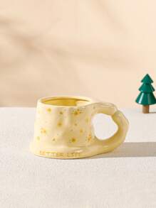 1pc Ceramic Mug, Korean Minimalist Cute Coffee Cup & Saucer, Nordic Minimalist Vintage Household Water Cup, Matcha Dessert Cup, Suitable For Tea, Arabic Coffee, Large Capacity American Coffee Cup, Suitable As A Gift For Friends And Relatives, Microwave And Dishwasher Safe