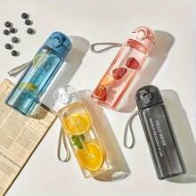 1 pieza, Botellas de agua, Botella de agua deportiva, Botella de agua de plástico para exteriores, Botellas de agua de moda, Botella de agua lavable con correa de transporte, Botella de agua de gran capacidad, Botella de agua portátil y creativa para camping al aire libre, 780ml/26.38oz