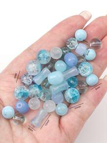 20pcs Blue Series Glass Beads - Round Beads, Bamboo Beads, Gradient Beads And Other Styles To Choose -Glass Loose Spacer Beads For Jewelry Making DIY Bracelet Necklace Accessories