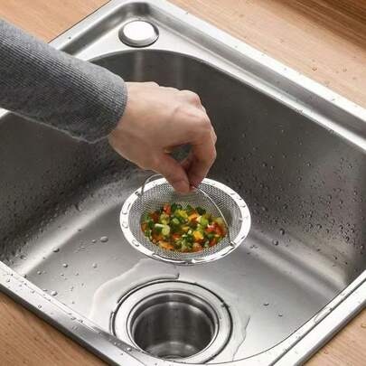 1pc/3pcs Stainless Steel Kitchen Sink Filter, Household Sink Drain Strainer, Food Waste Stopper