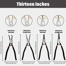 4-Piece Snap Ring Pliers Set – 7" Heavy Duty Internal & External Circlip Tool Kit With Straight & Bent Tips (5/64") + Storage Bag - 13 Inches - View 10