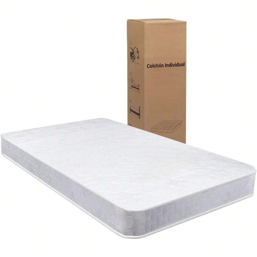 Colchón Individual en Caja, Esponja Memory Foam de Alta Densidad, Firmeza Media - Blanco - Ver 1