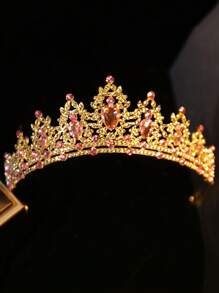 1 Large Crown Headpiece, Elegant, Sweet And Fashionable Headband, Suitable For Performances, Birthdays, Weddings (Pink)