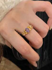 Esberry 1 Stück 925er Sterling Silber Ring mit Reihe aus kubischem Zirkonia als Verlobungs-, Hochzeits-, Versprechen- oder Ewigkeitsring für Damen, feiner Schmuck als Geschenk für Partys, Dates