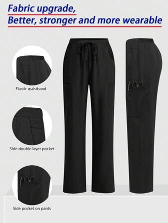 女式舒适素色简约多口袋护士服裤