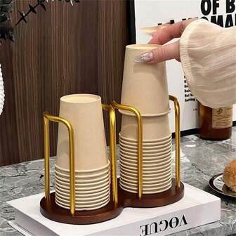 1pc Multifunctional Wooden Base Cup Holder/Organizer