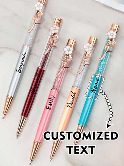 Bolígrafo de bola de cristal con clip de flor de perla falsa personalizable, se puede personalizar con logotipo como regalo, para amigos, cumpleaños, promoción de empresa, publicidad de hotel. Bolígrafo de acción de giro, multifuncional, ornamental, reutilizable, moderno, colorido, lindo, vintage, de dibujos animados, Kawaii, personalizado, único, personalizado, para trabajadores, clientes, estudiantes, para negocios/trabajo/oficina, para la escuela, selecciones de temporada, suministros de oficina y escuela, bolígrafos de gel personalizados, decoración de oficina