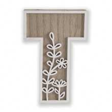1 pieza Letra del alfabeto tallada con flores de 4.9 pulgadas de madera rústica - Decoración única de habitación, arte de pared, decoración de boda, estilo país francés para el hogar - Blanco - Ver 11